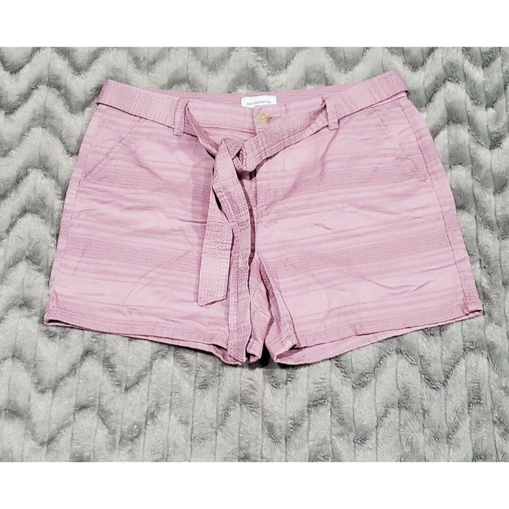 Liz Claiborne Size 10 Classic Tie Front Jacquard Tapestry Style Pink Shorts